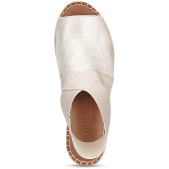 Gentle Souls Women's Espadrille Wedge Sandal Elastic Ankle Strap Ice Size 11 - Picture 2 of 4
